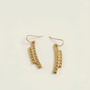 gold textured bar drop earrings